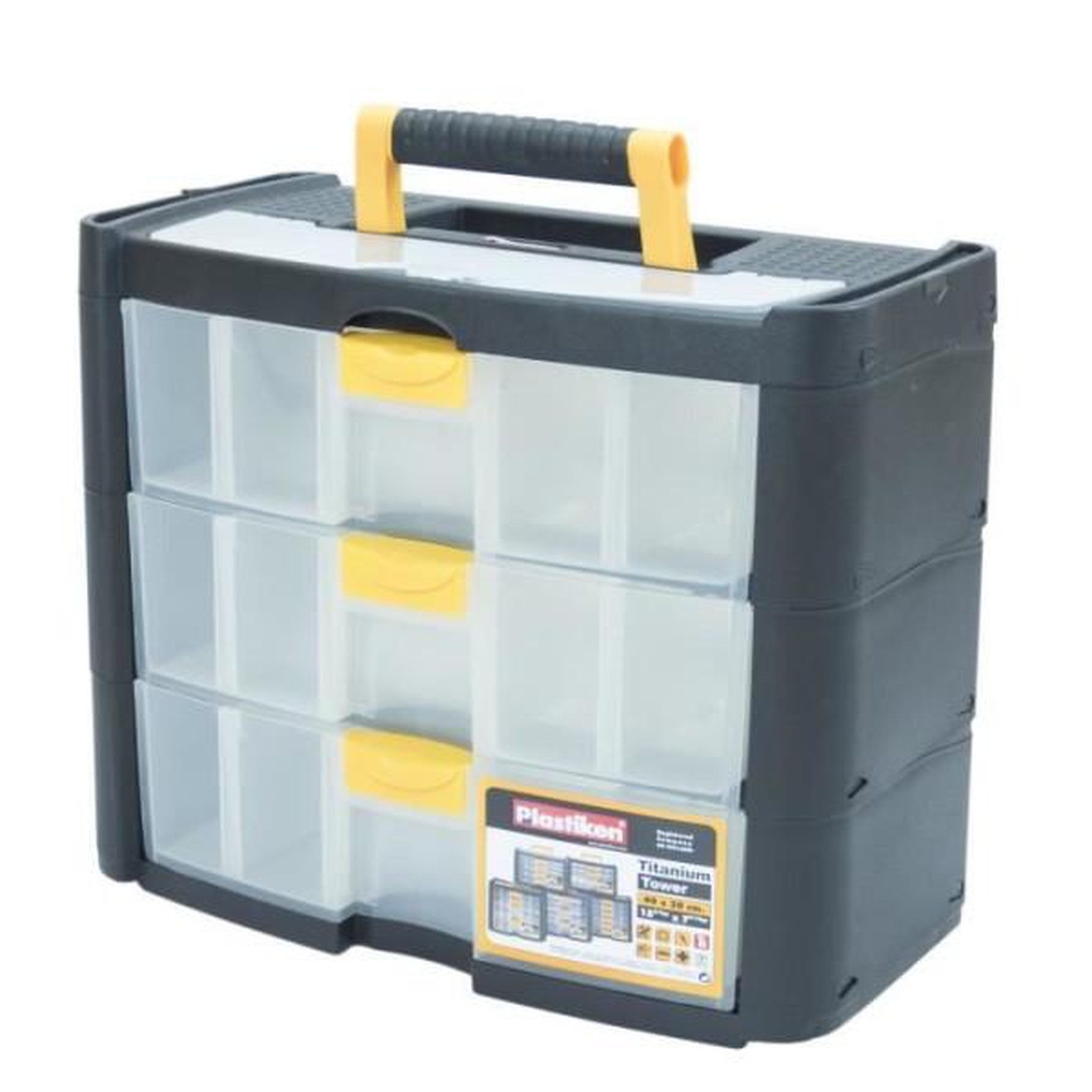 PLASTIKEN Boîte a outillage - Plastiken - 90003_NOIRE - 3 grands tiroirs - Titanium - En plastique