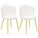 ID MARKET Lot de 2 chaises coquillage ADELAIDE bouclette blanche pieds dorés