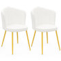 Voir la diapositive 1 : ID MARKET Lot de 2 chaises coquillage ADELAIDE bouclette blanche pieds dorés