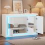 Voir la diapositive 5 : MERAX Buffet 3 porte(s) 0 tiroir(s) - 140 cm blanc led panneau de particules