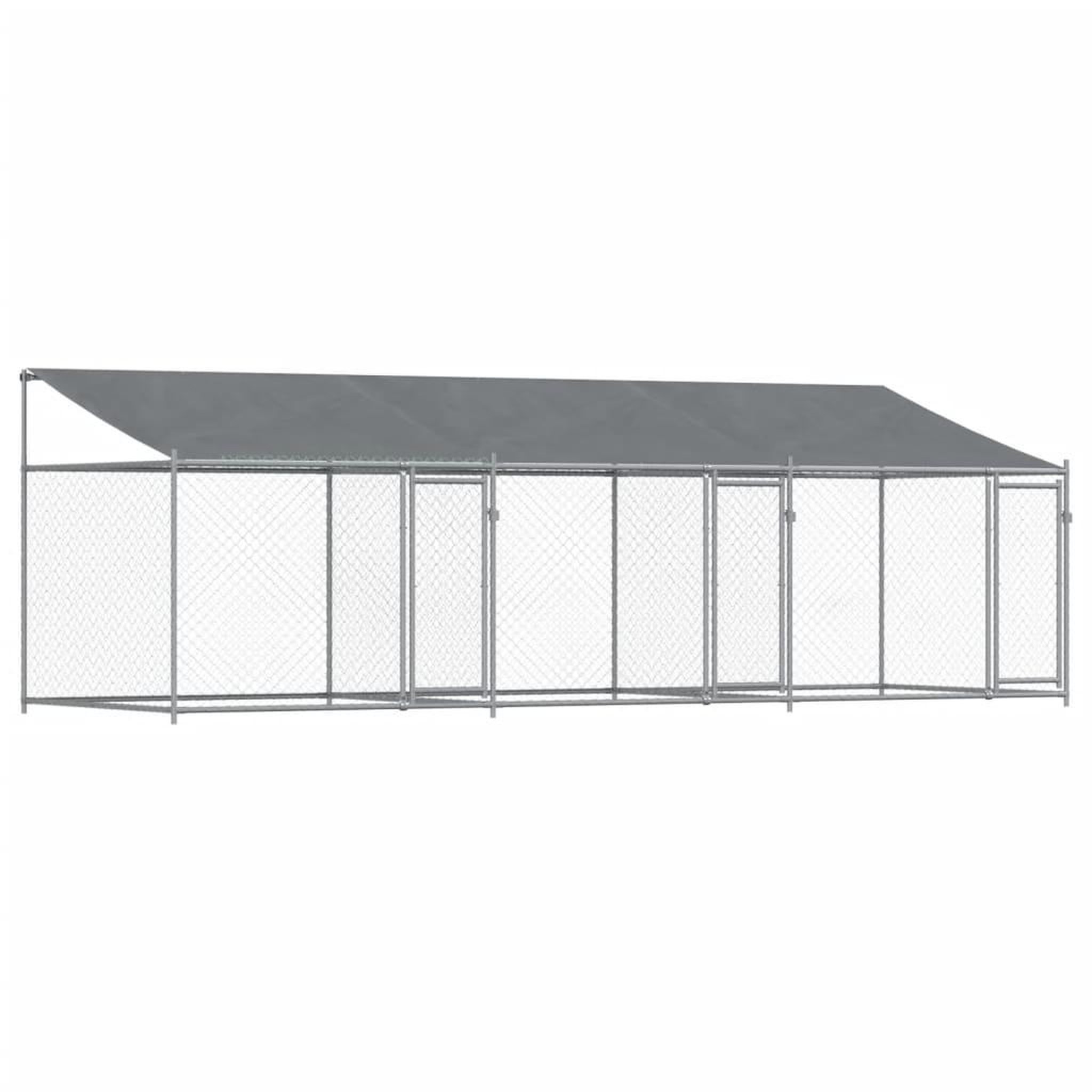 Voir la diapositive 2 : VIDAXL Cage pour chien avec toit et portes gris 6x2x2m acier galvanise