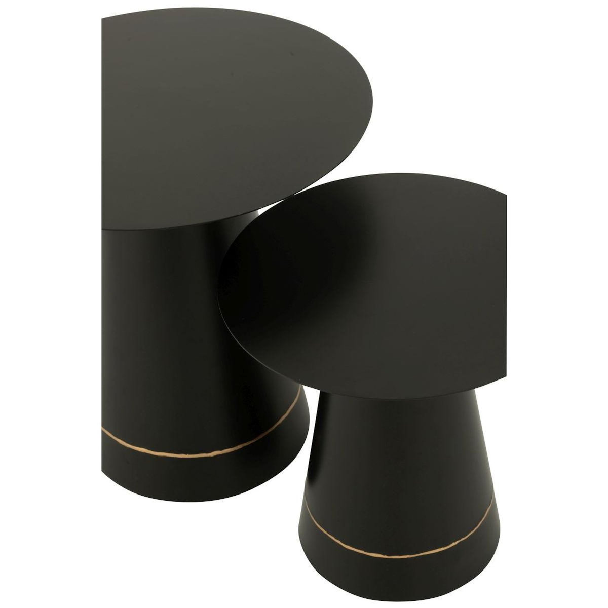 Paris Prix Lot de 2 Tables d'Appoint en Métal  Border  50cm Noir