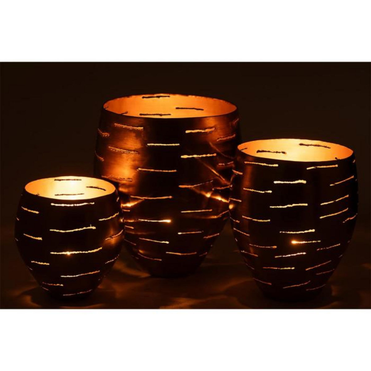 Paris Prix Lot de 3 Photophores en Métal  Wilburn  52cm Or