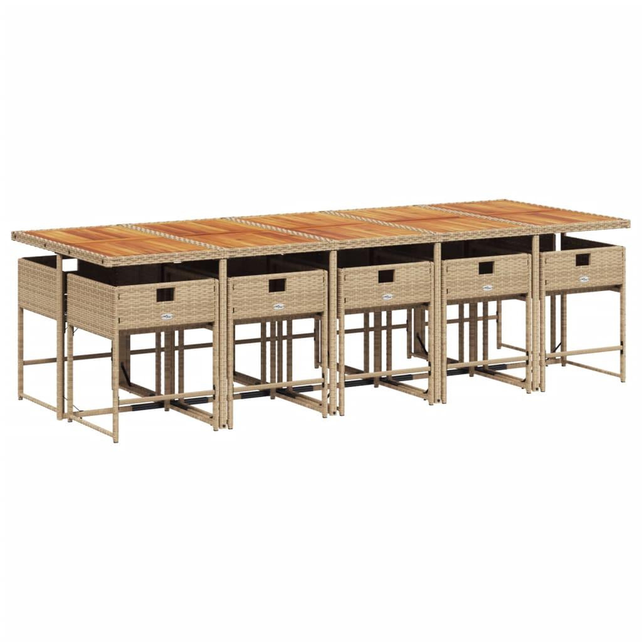 Voir la diapositive 5 : VIDAXL Ensemble a manger de jardin et coussins 11 pcs beige poly rotin