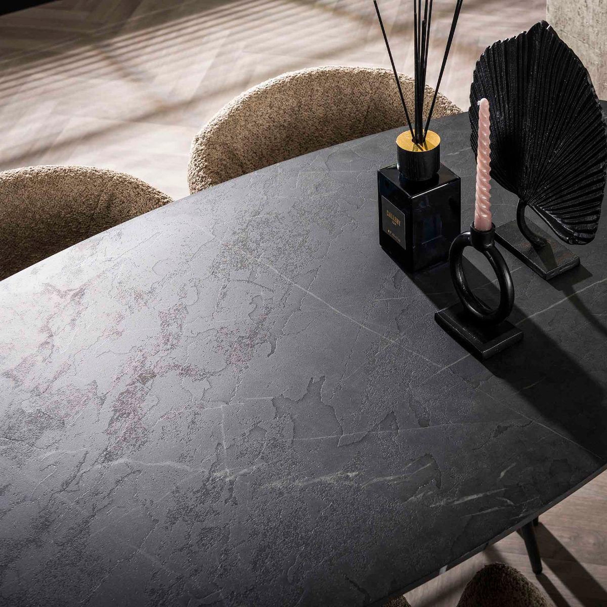 Voir la diapositive 4 : JLC KREATION Table de bar moderne effet céramique noir ovale MIKY