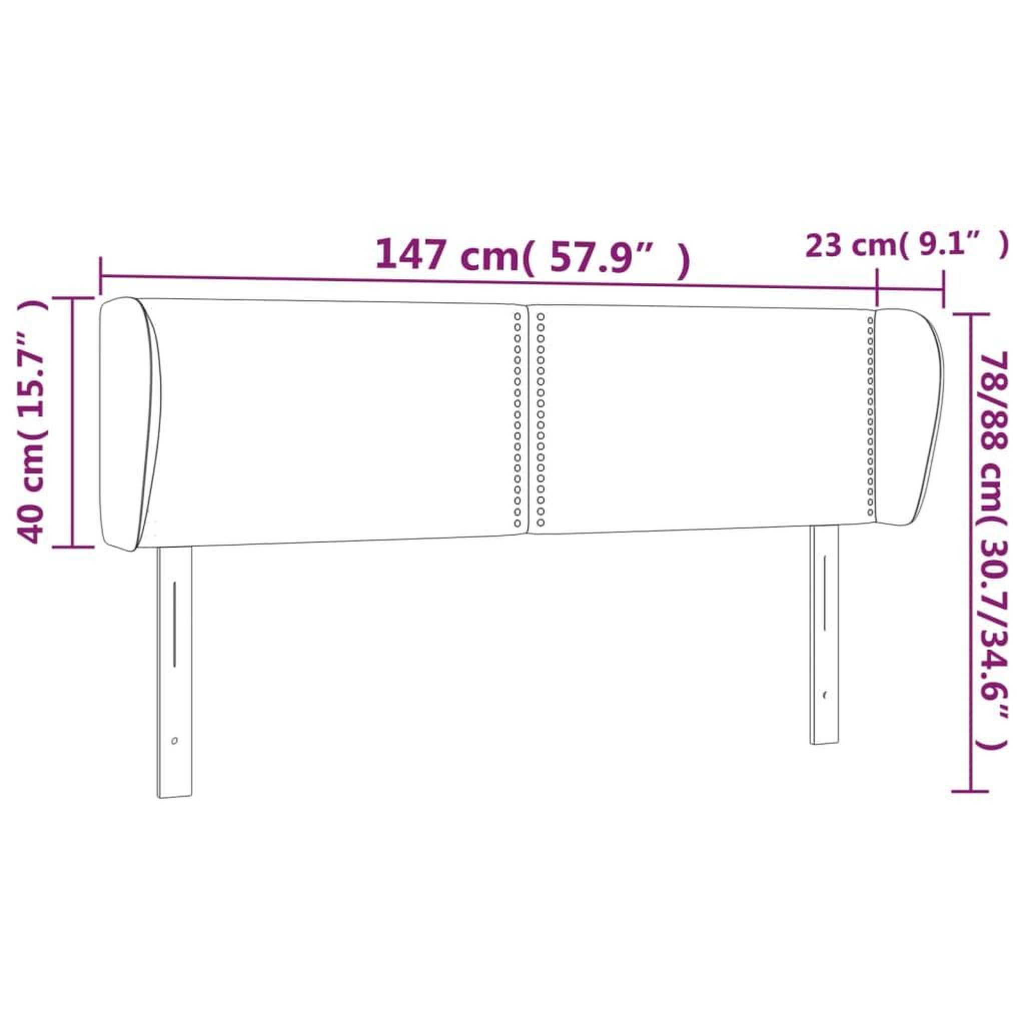 Voir la diapositive 6 : VIDAXL Tete de lit avec oreilles Noir 147x23x78/88 cm Tissu