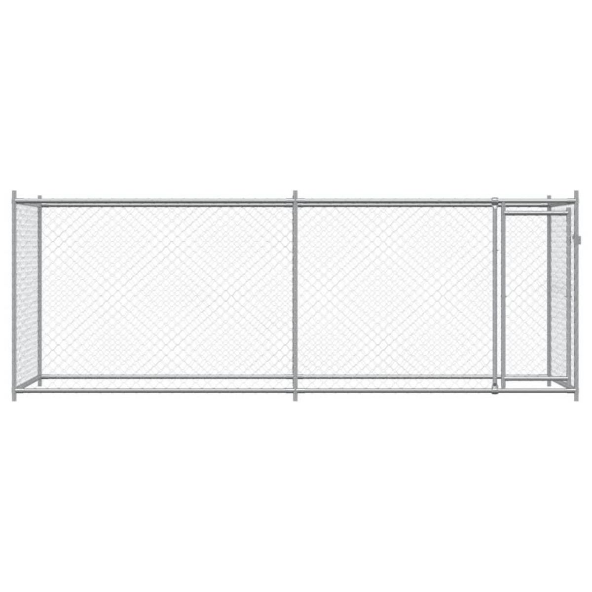 VIDAXL Cage pour chien avec porte gris 4x2x1,5 m acier galvanise