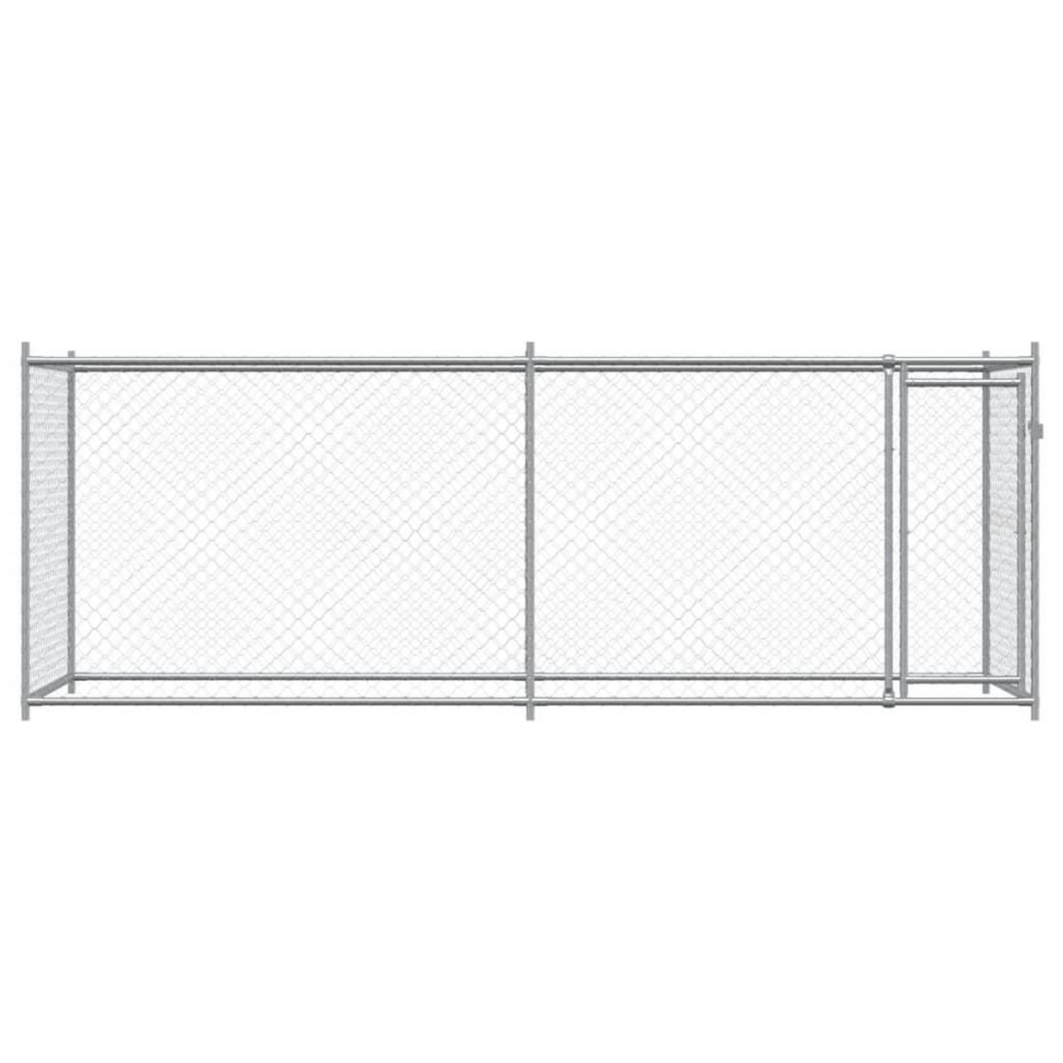 VIDAXL Cage pour chien avec porte gris 4x2x1,5 m acier galvanise