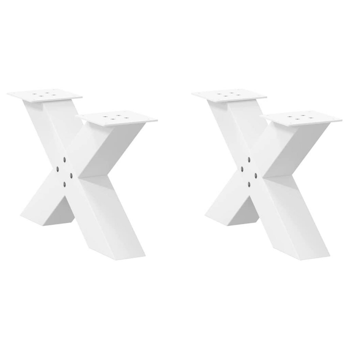 VIDAXL Pieds de table basse forme de X 2 pcs blanc 50x(30-31) cm acier