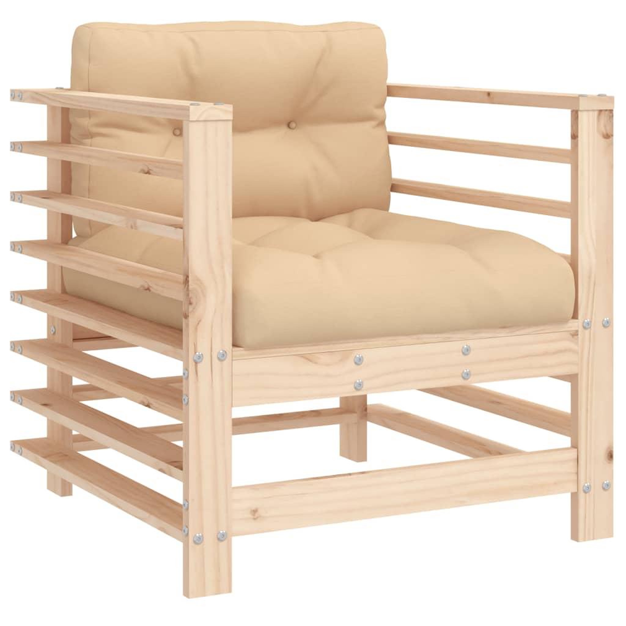 Voir la diapositive 3 : VIDAXL Chaises de jardin avec coussins lot de 2 bois de pin massif