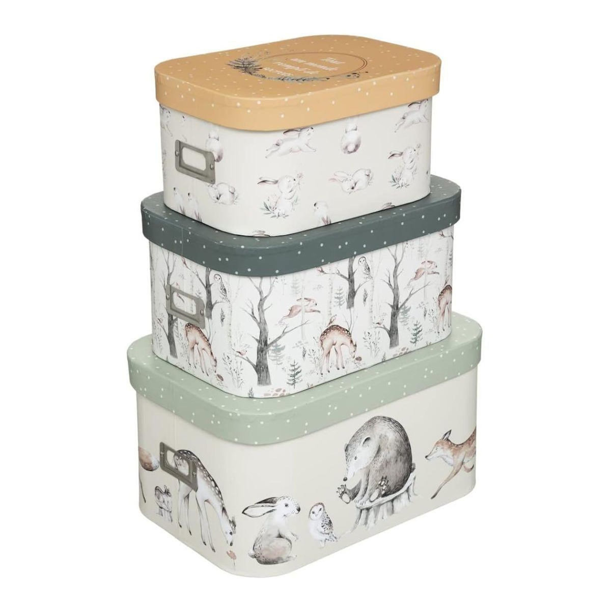 Atmosphera Kids Lot de 3 Boîtes de Rangement  Forêt  36cm Multicolore