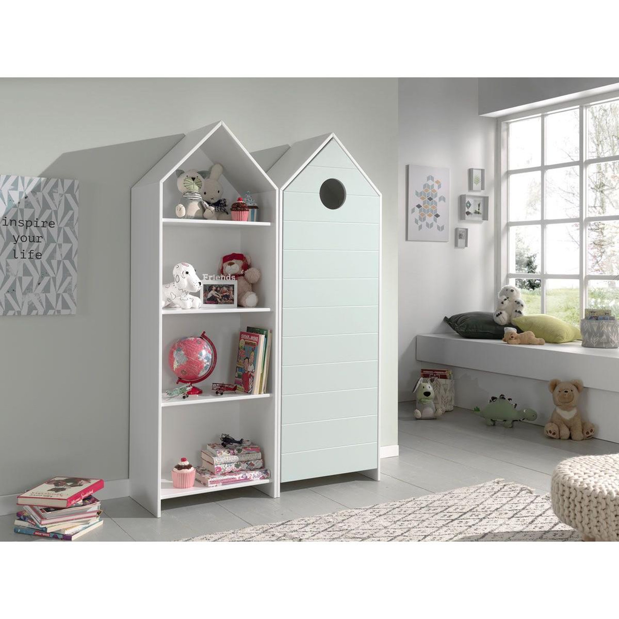 Voir la diapositive 5 : Paris Prix Pack - étagère & armoire 4 niveaux  casami  171cm blanc & menthe