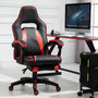 Voir la diapositive 2 : HOMCOM HOMCOM Fauteuil gamer grand confort fauteuil de bureau gamer pivotant inclinable avec coussins et repose-pieds revêtement synthétique noir rouge