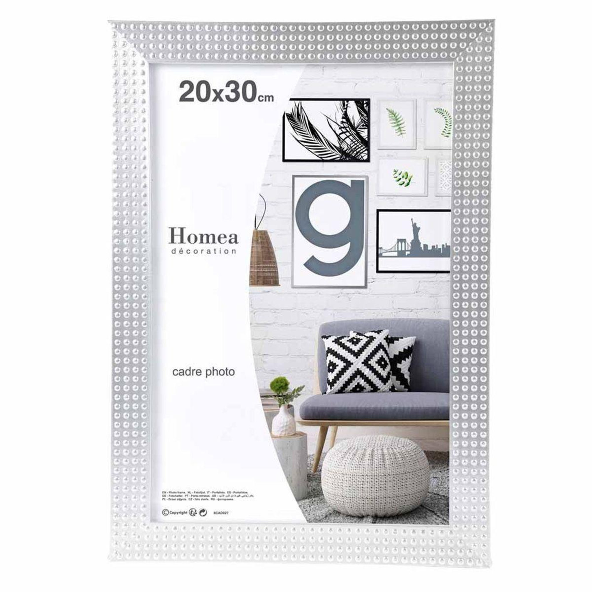 HOMEA Cadre photo déco  esprit matière  20x30cm argent