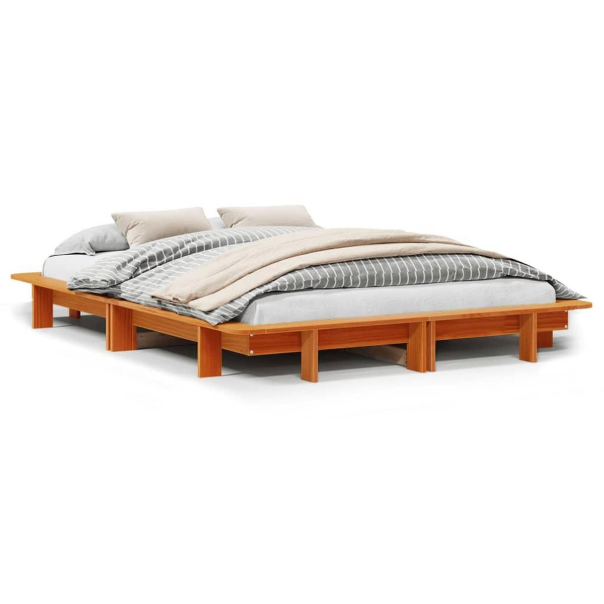 VIDAXL Cadre de lit sans matelas cire marron 120x200cm bois pin massif