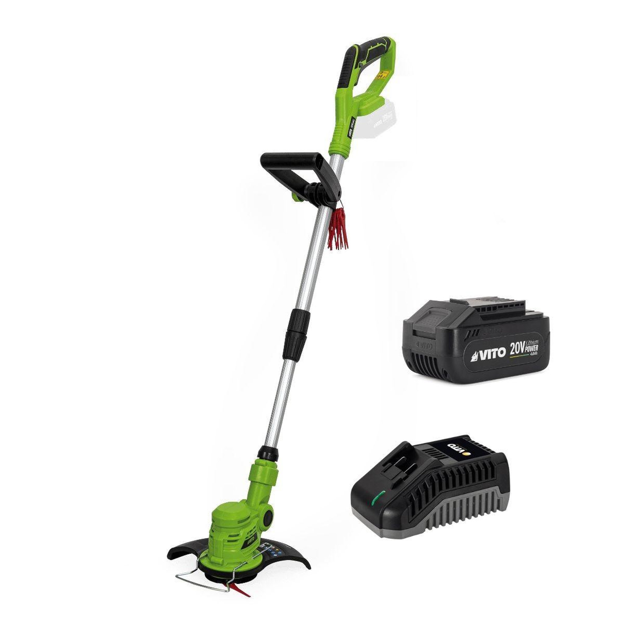 Voir la diapositive 1 : VITO Garden Coupe Bordure sans fil 20V + Batterie lithium 4AH + Chargeur + Jeu de 20 lames coupantes VITO
