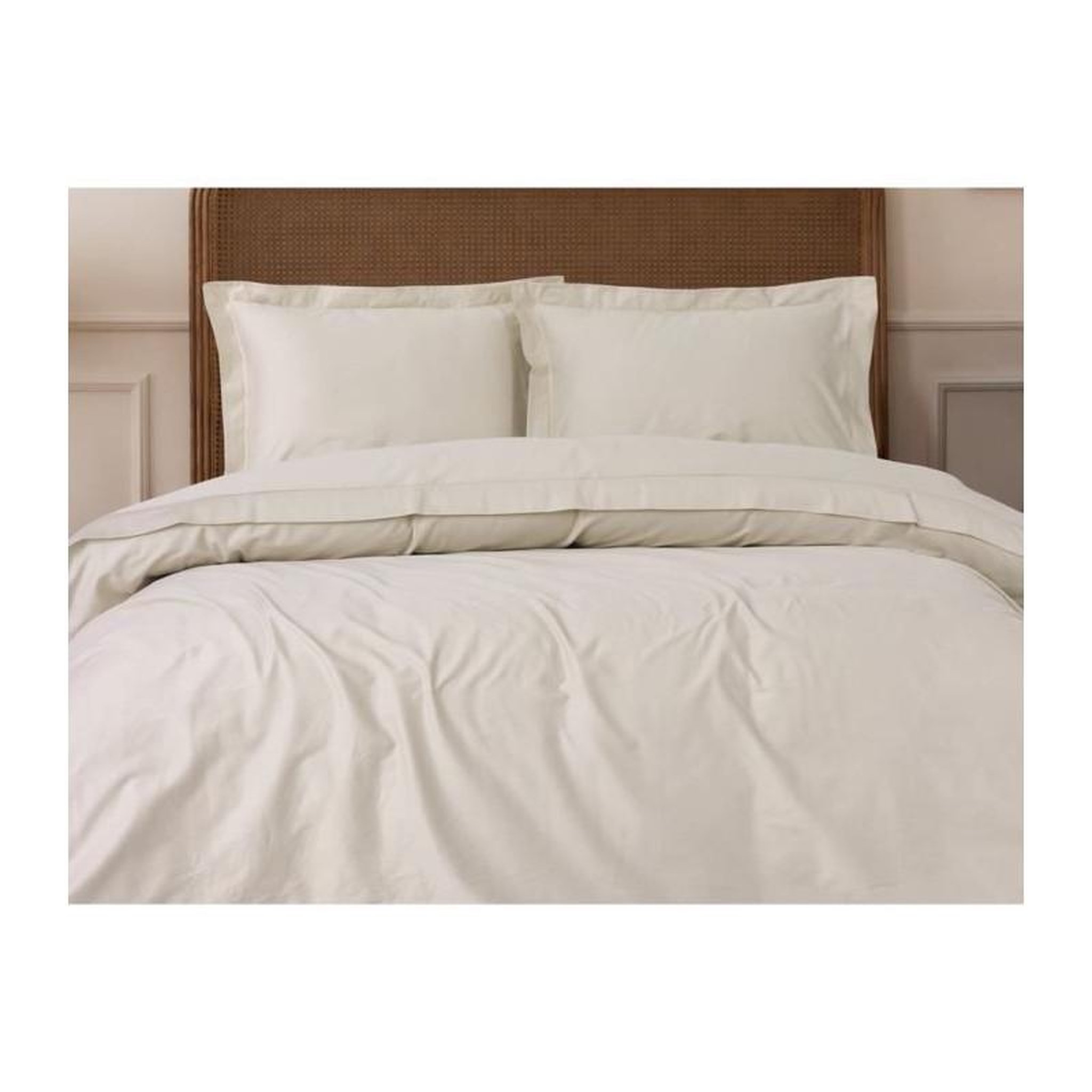 Voir la diapositive 4 : GENERIQUE Parure de lit - 129CTN63975 - 1 housse de couette 220 x 240 cm + 2 taies d'oreiller 60 x 60 cm - Satiné 100% coton - Beige