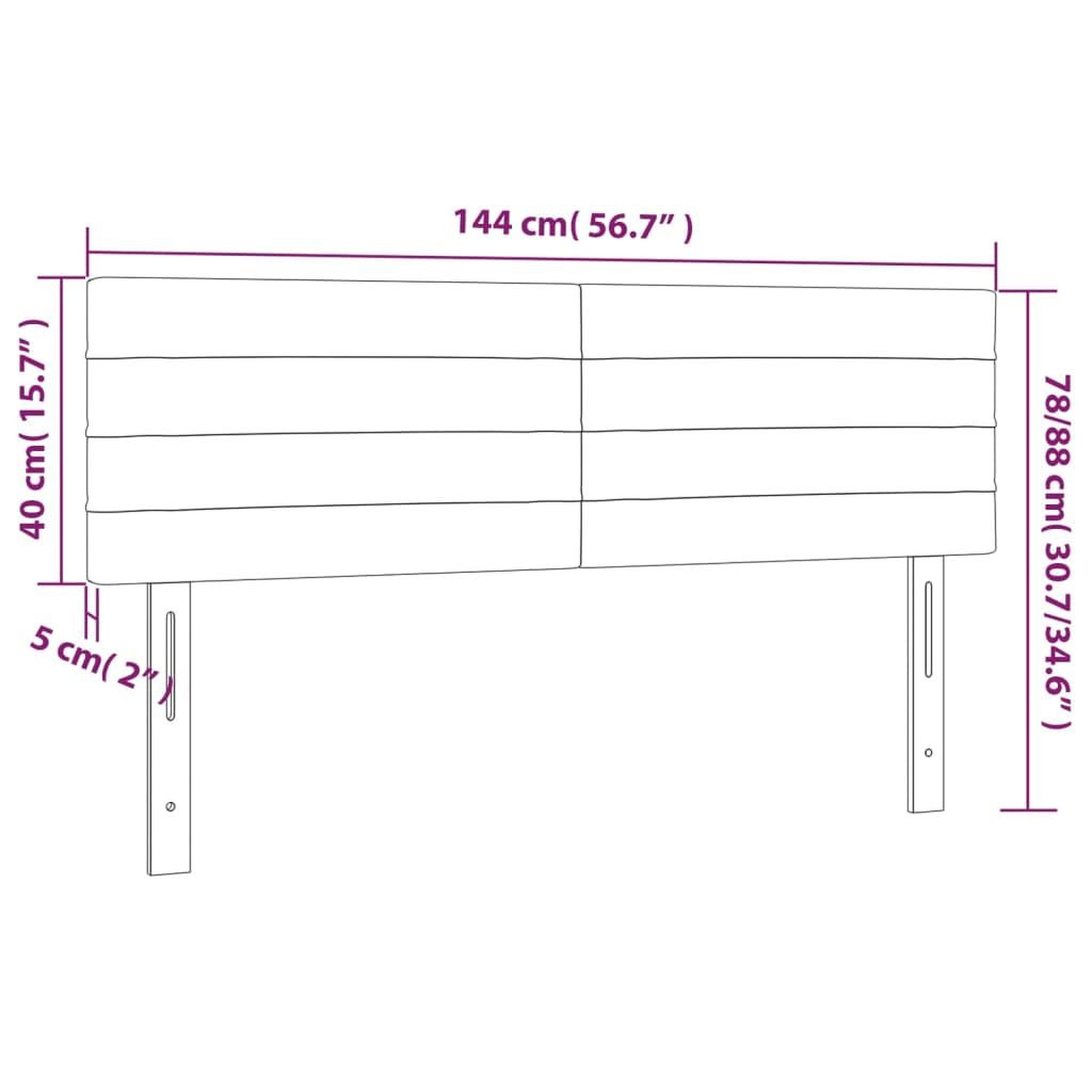 Voir la diapositive 6 : VIDAXL Tete de lit a LED Marron Fonce 144x5x78/88 cm Tissu