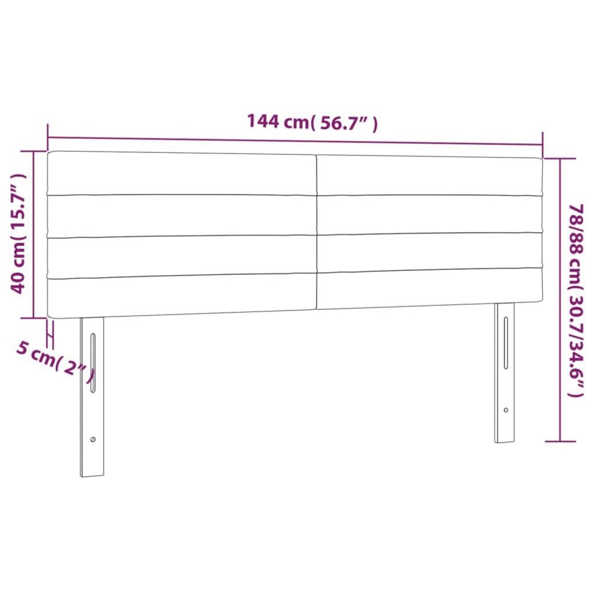 VIDAXL Tete de lit a LED Marron Fonce 144x5x78/88 cm Tissu