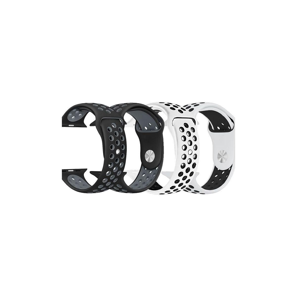 IBROZ Bracelet Apple Watch Sport 42/44/45mm noir+blanc