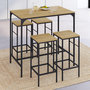 Voir la diapositive 2 : ID MARKET Ensemble table haute de bar DETROIT 100 cm et 4 tabourets bois et métal noir design industriel