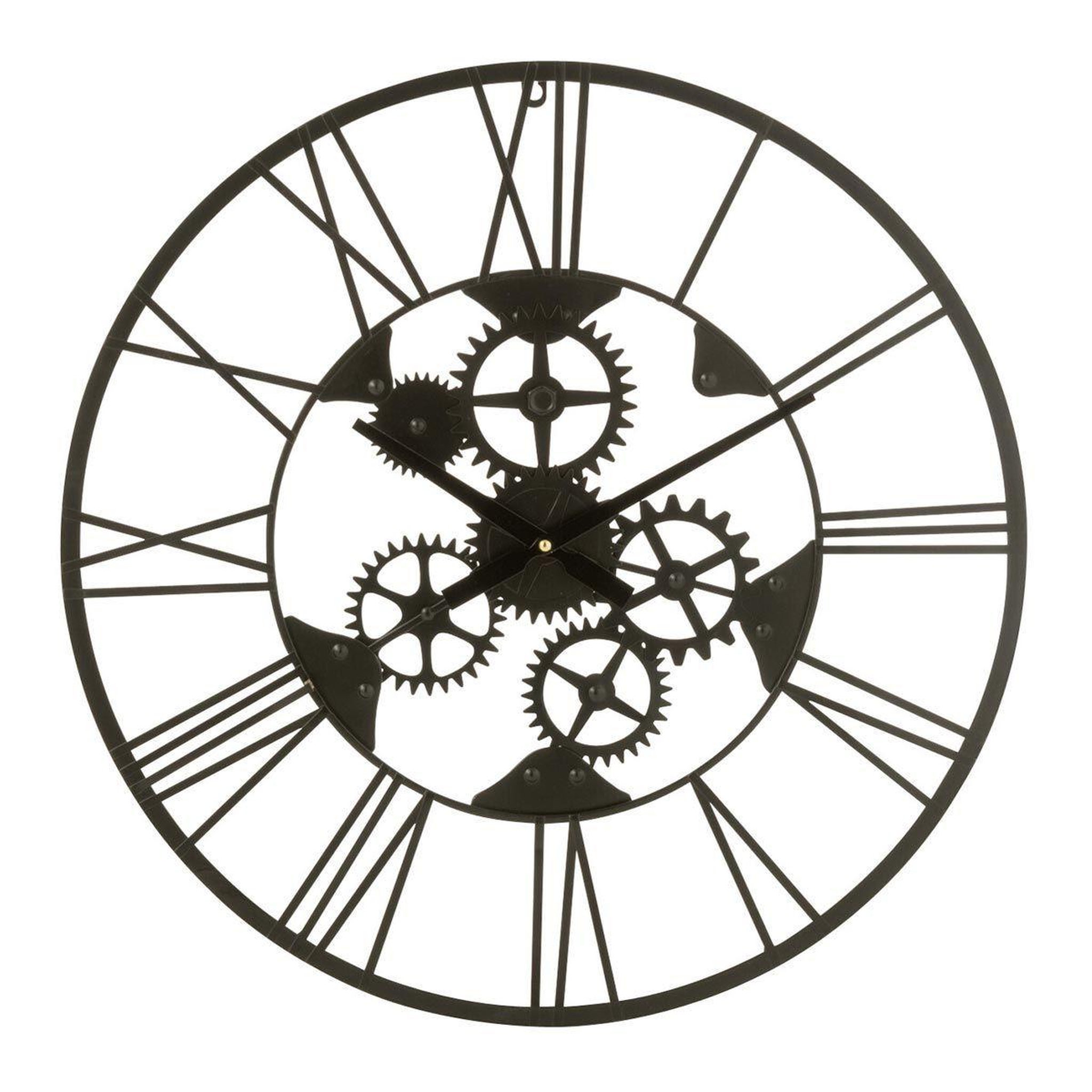 Voir la diapositive 1 : J-LINE Horloge murale en métal  roues  60cm noir