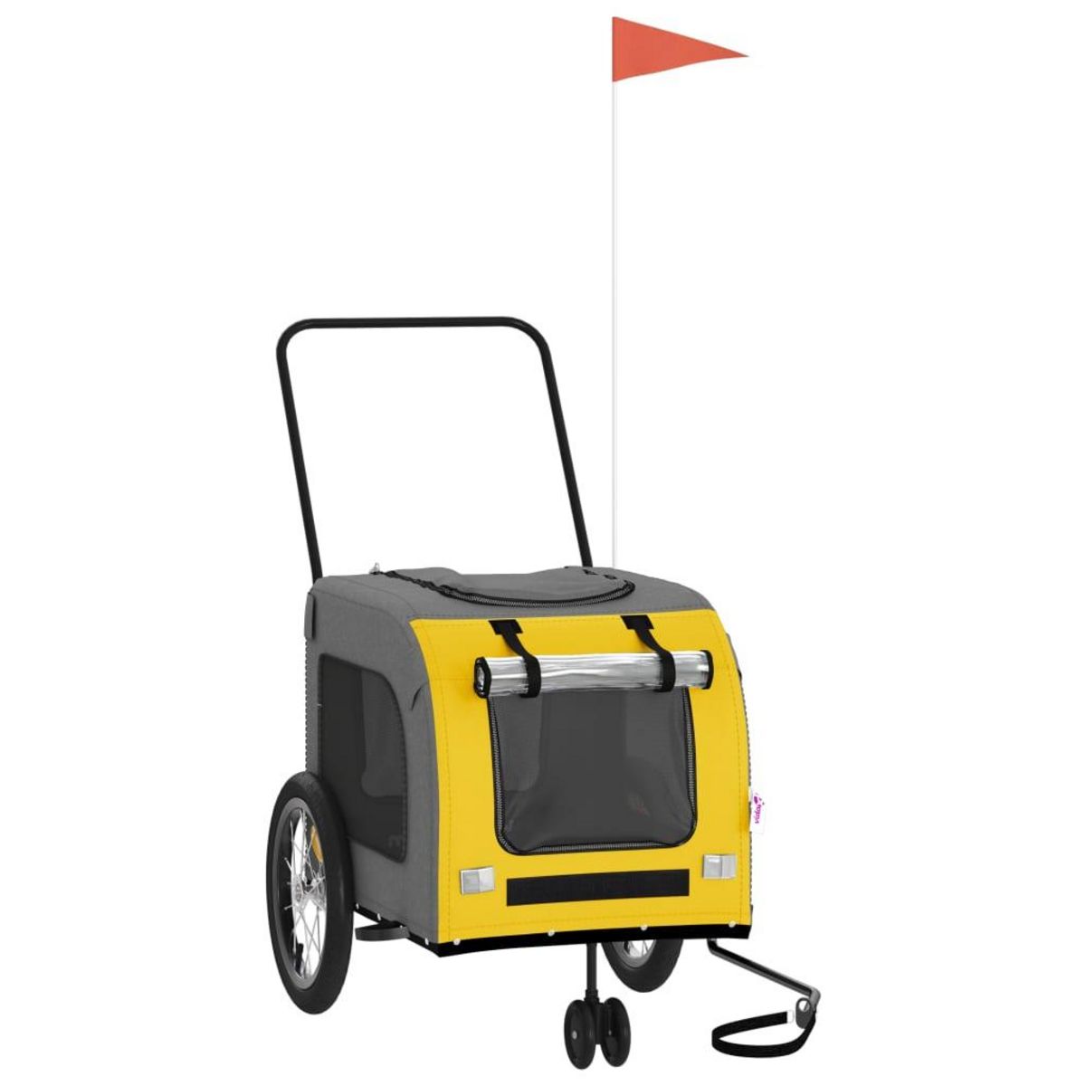 VIDAXL Remorque de velo pour animaux de compagnie jaune et gris