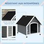 Voir la diapositive 6 : PAWHUT Niche pour chien design chalet sur pied - toit double pente, plancher amovible - plastique noir bois blanc gris