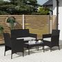 Voir la diapositive 4 : OUTSUNNY Ensemble salon de jardin 4 personnes 4 pièces résine tressée plateau verre trempé noir gris
