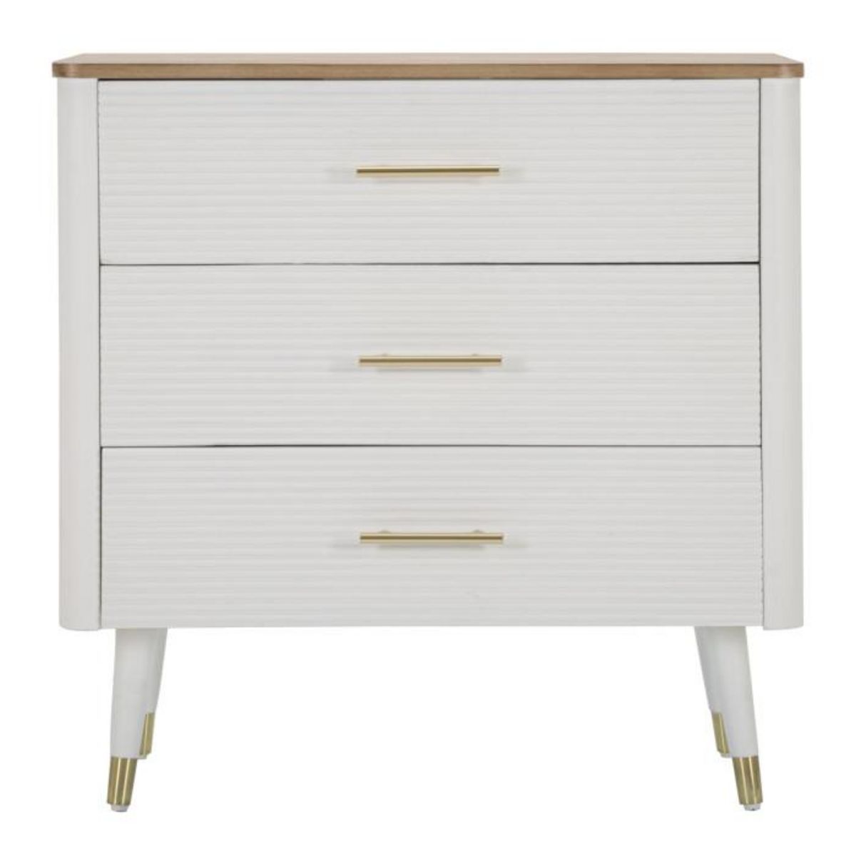 Paris Prix Commode 3 Tiroirs en Bois  Matera  80cm Blanc & Naturel