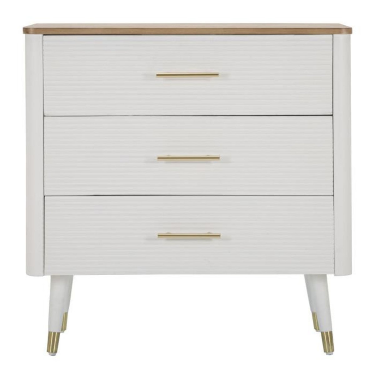 Paris Prix Commode 3 Tiroirs en Bois  Matera  80cm Blanc & Naturel