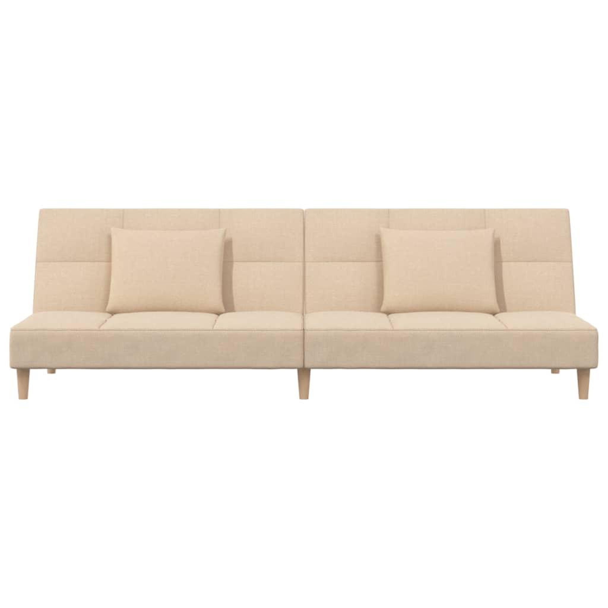 Voir la diapositive 5 : VIDAXL Canape-lit a 2 places avec deux oreillers creme tissu