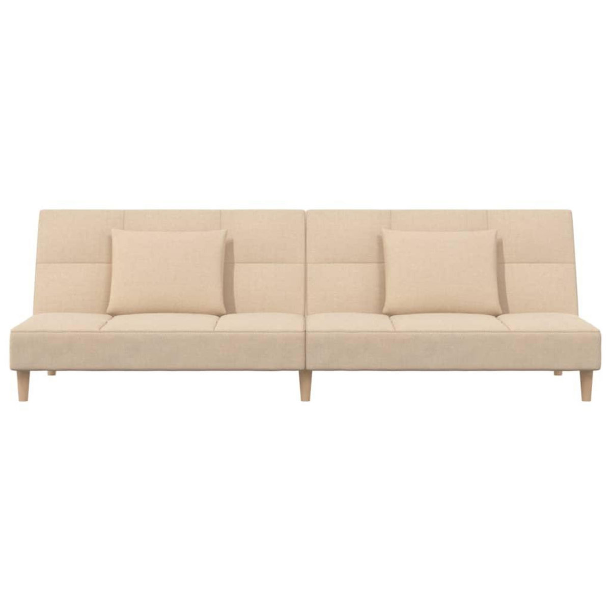 VIDAXL Canape-lit a 2 places avec deux oreillers creme tissu