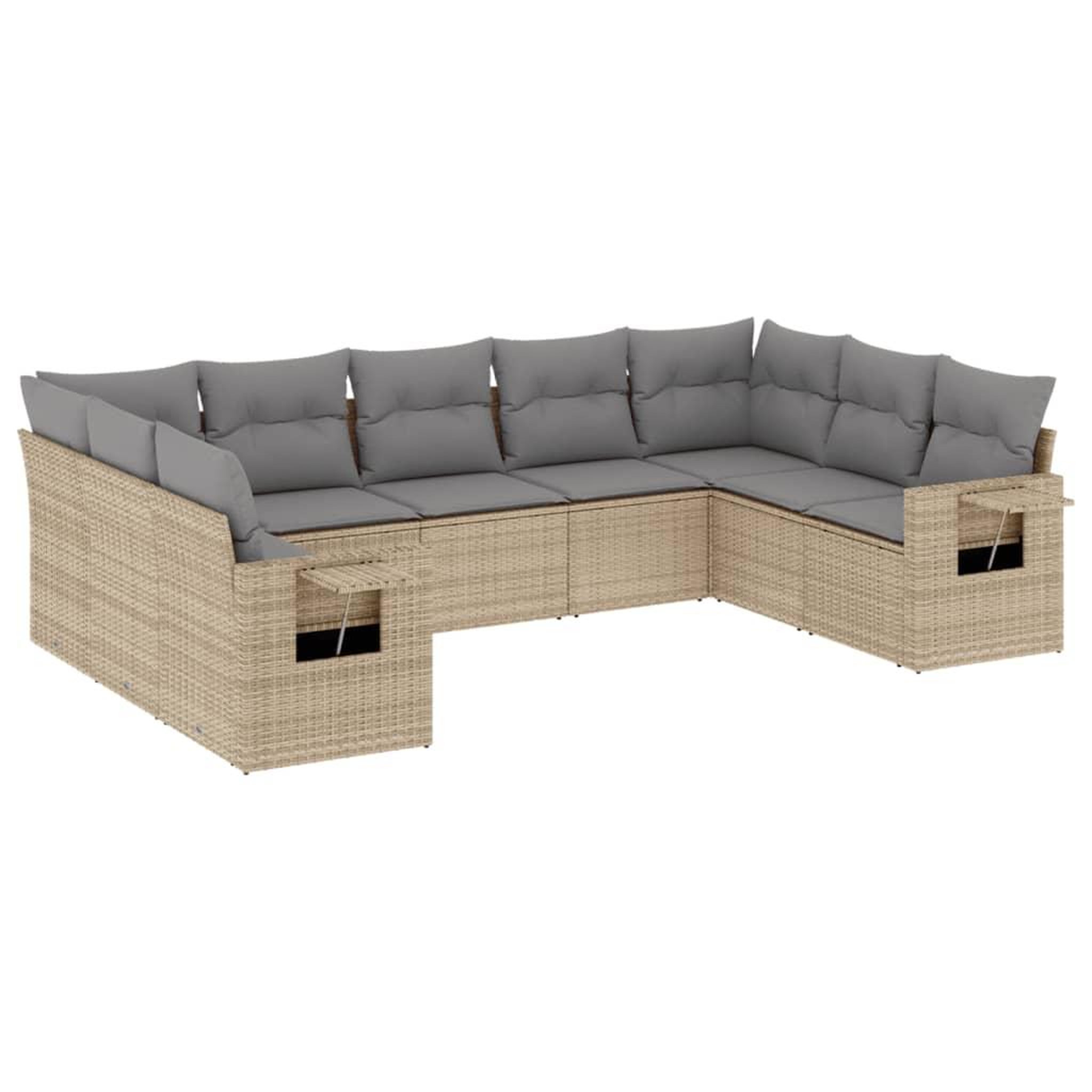 Voir la diapositive 2 : VIDAXL Salon de jardin avec coussins 9 pcs beige resine tressee