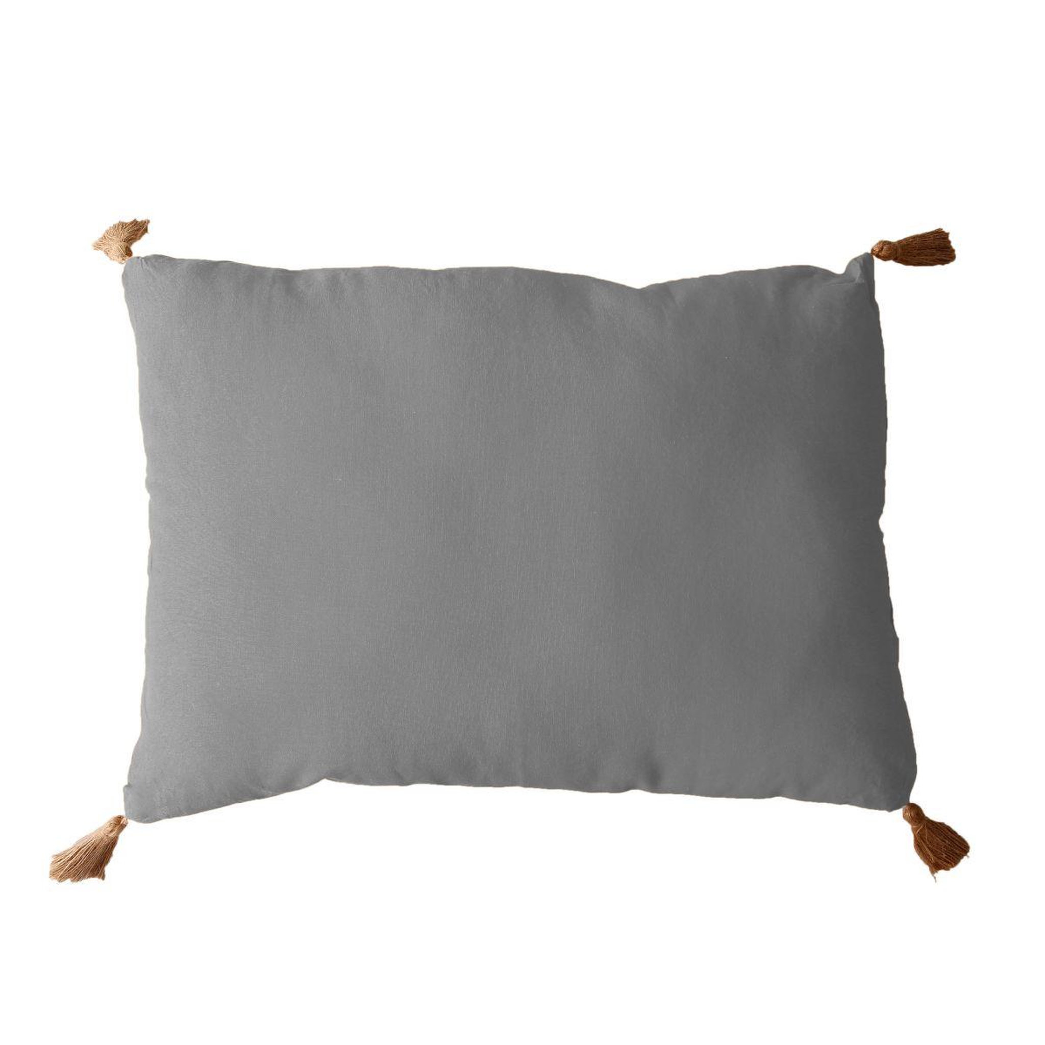 ENJOY HOME Coussin déco uni à pompons  panama  50x70cm gris clair