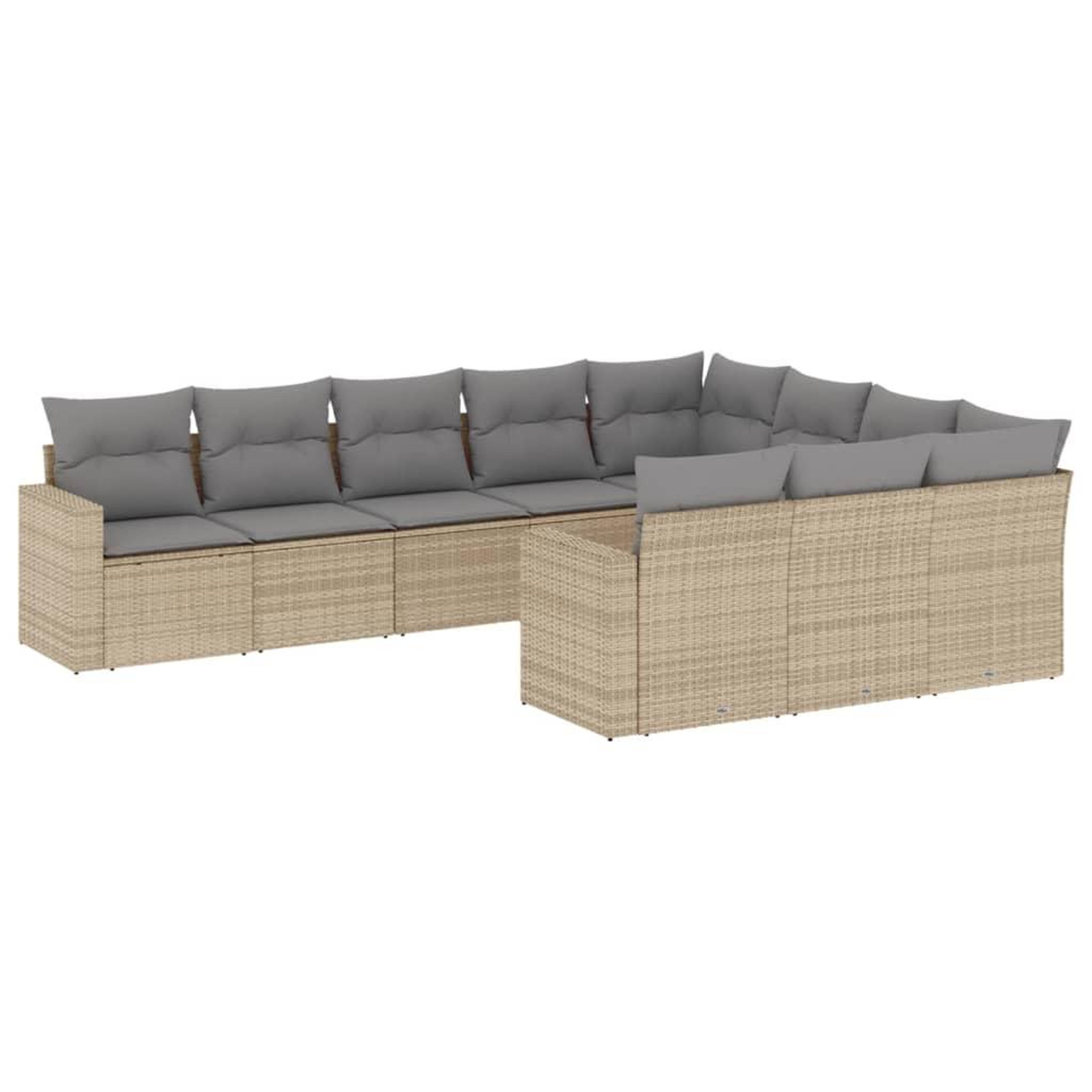 Voir la diapositive 2 : VIDAXL Salon de jardin avec coussins 10 pcs beige resine tressee