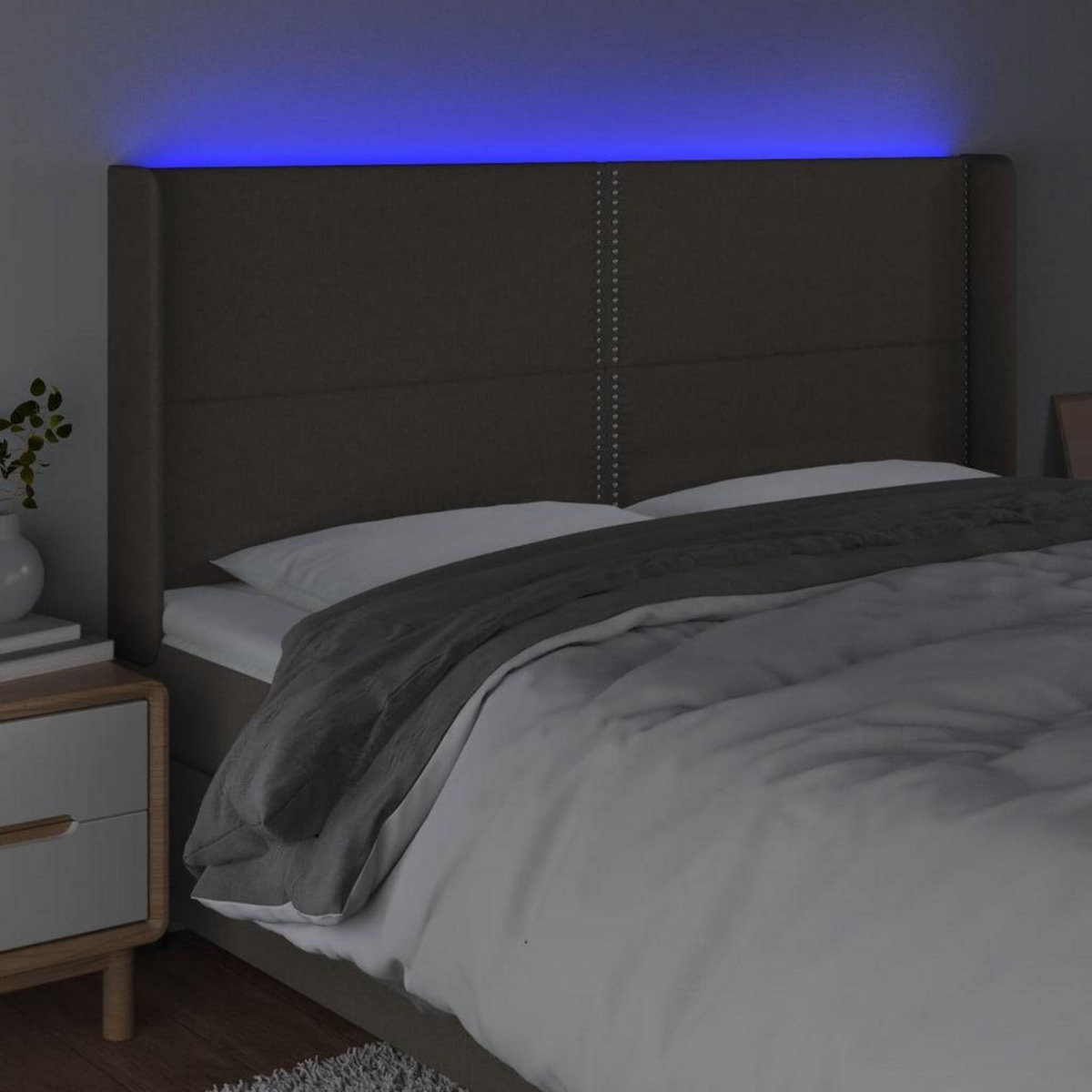 VIDAXL Tete de lit a LED Taupe 203x16x118/128 cm Tissu