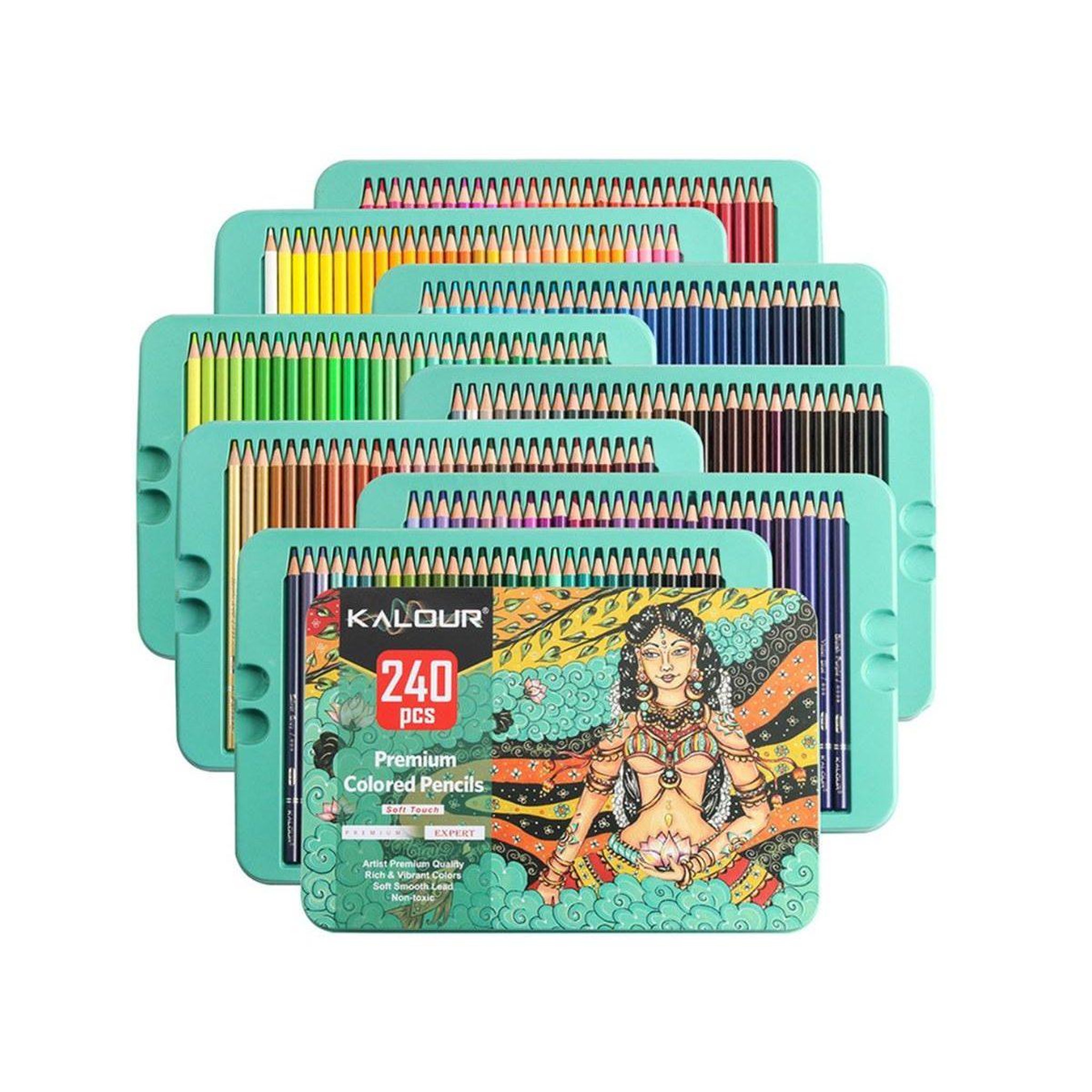 1001JOUETS Boîte de Crayons de Couleurs - 240 Nuances Créatives