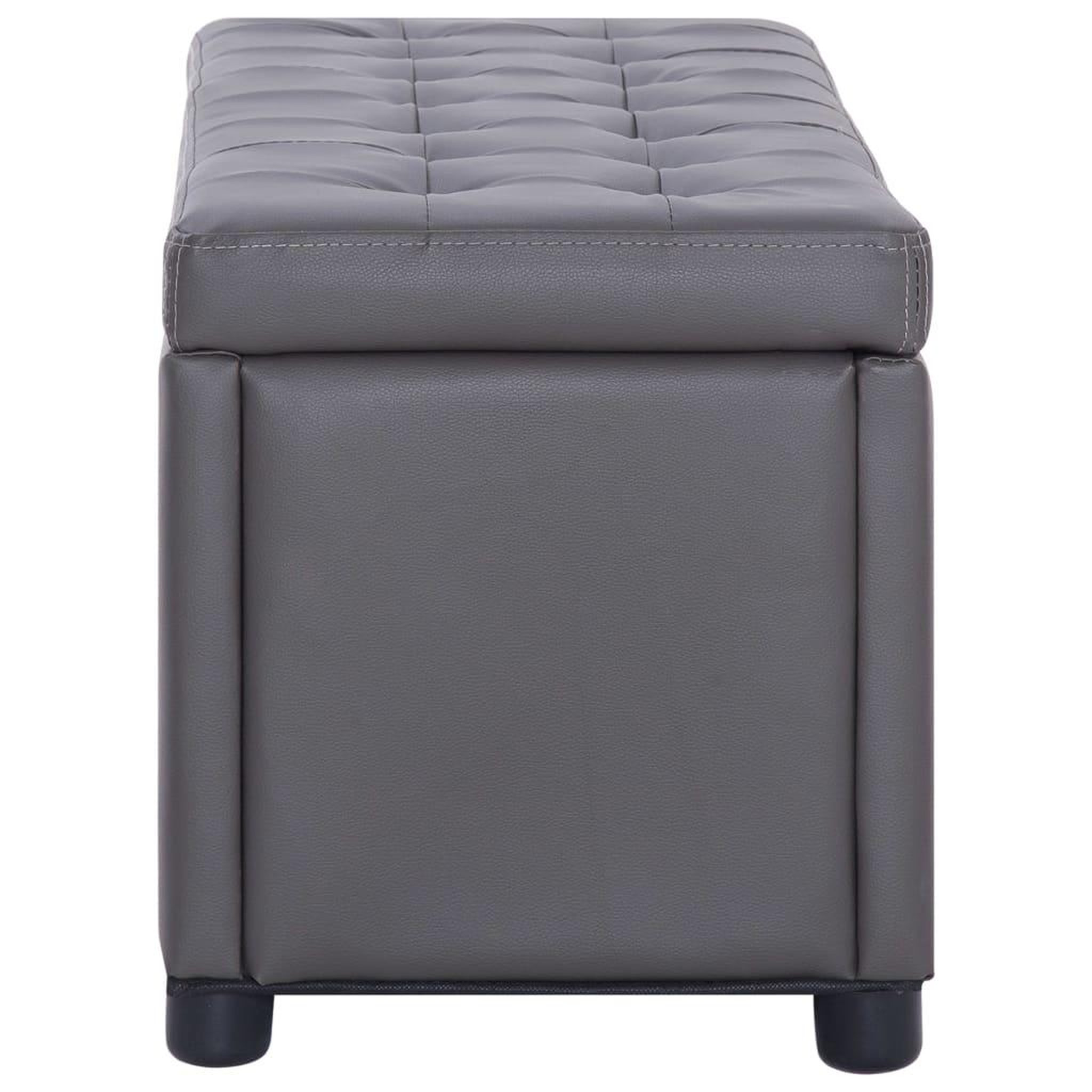 Voir la diapositive 3 : VIDAXL Pouf de rangement 87,5 cm Gris Similicuir