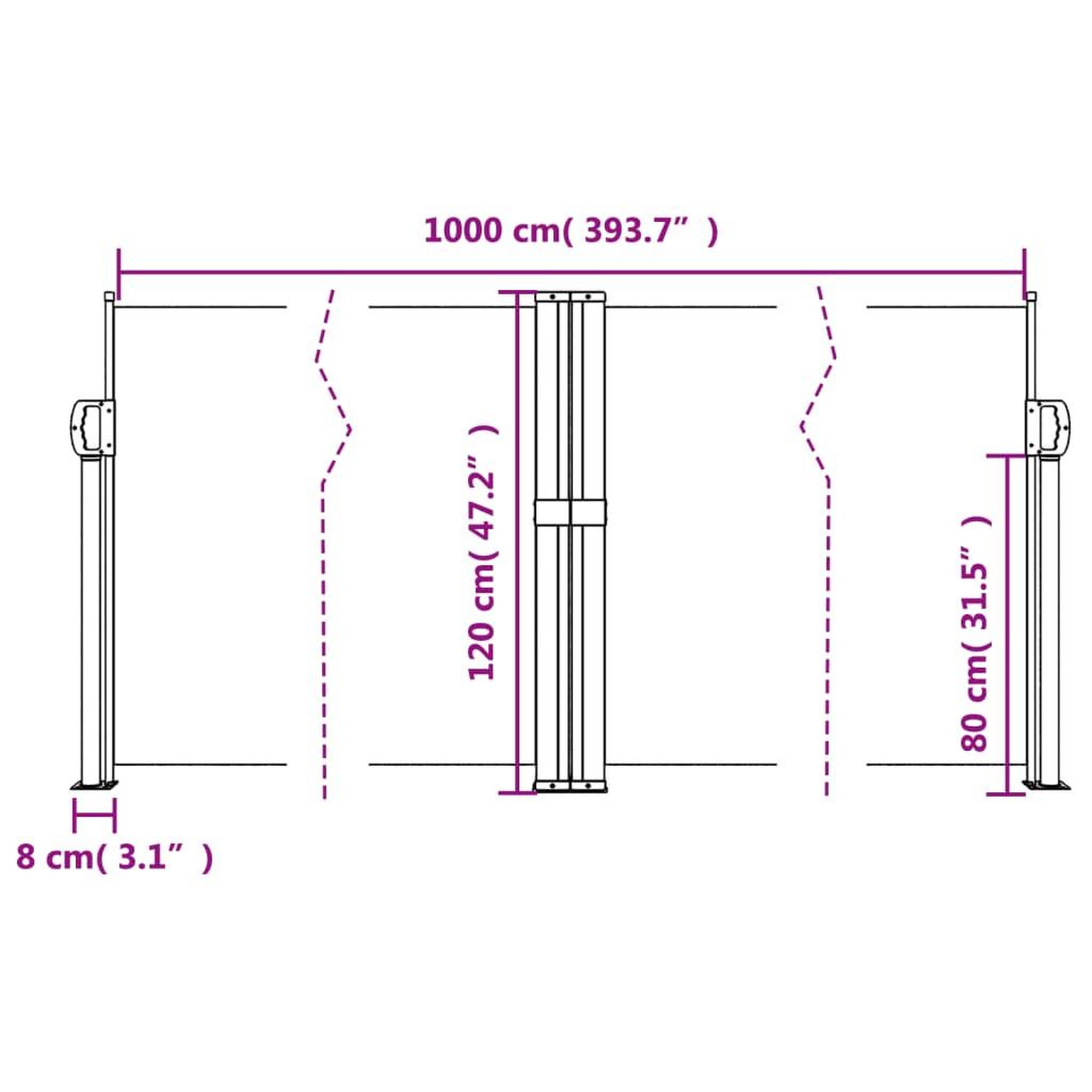 Voir la diapositive 6 : VIDAXL Auvent lateral retractable terre cuite 120x1000 cm