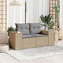 Voir la diapositive 3 : VIDAXL Canape de jardin avec coussins 2 places beige resine tressee