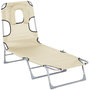 Voir la diapositive 1 : OUTSUNNY Bain de soleil pliable inclinable 4 positions - espace visage rembourré - acier oxford beige
