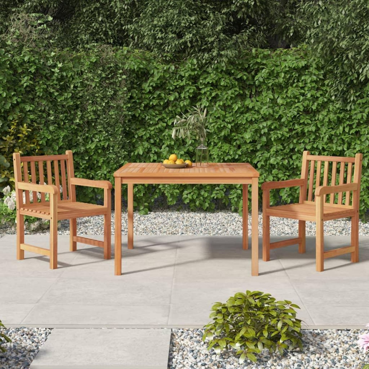 VIDAXL Ensemble a manger de jardin 3 pcs Bois de teck massif
