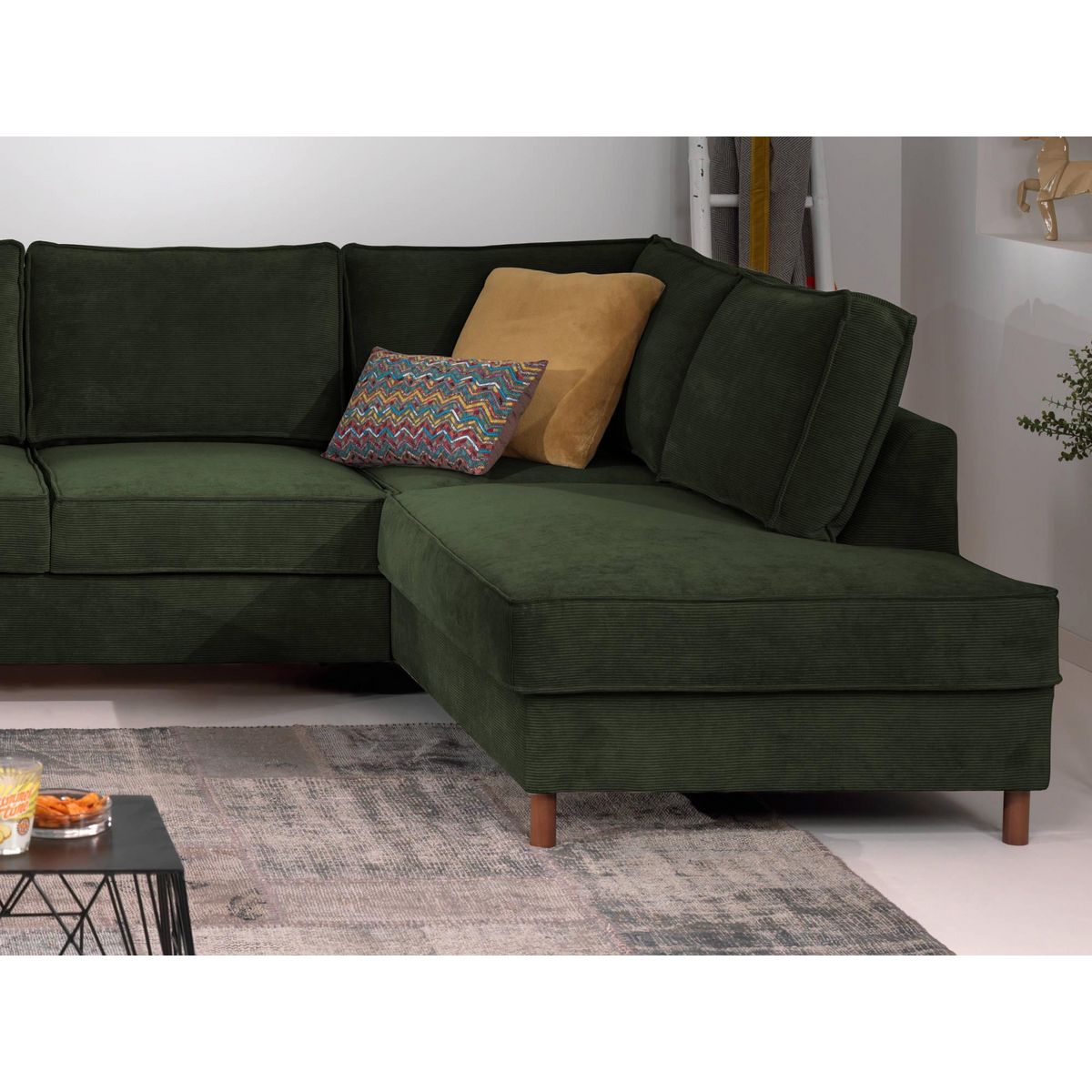 LISA DESIGN Jake - canapé panoramique d'angle droit - convertible avec coffre - 7 places - en velours côtelé