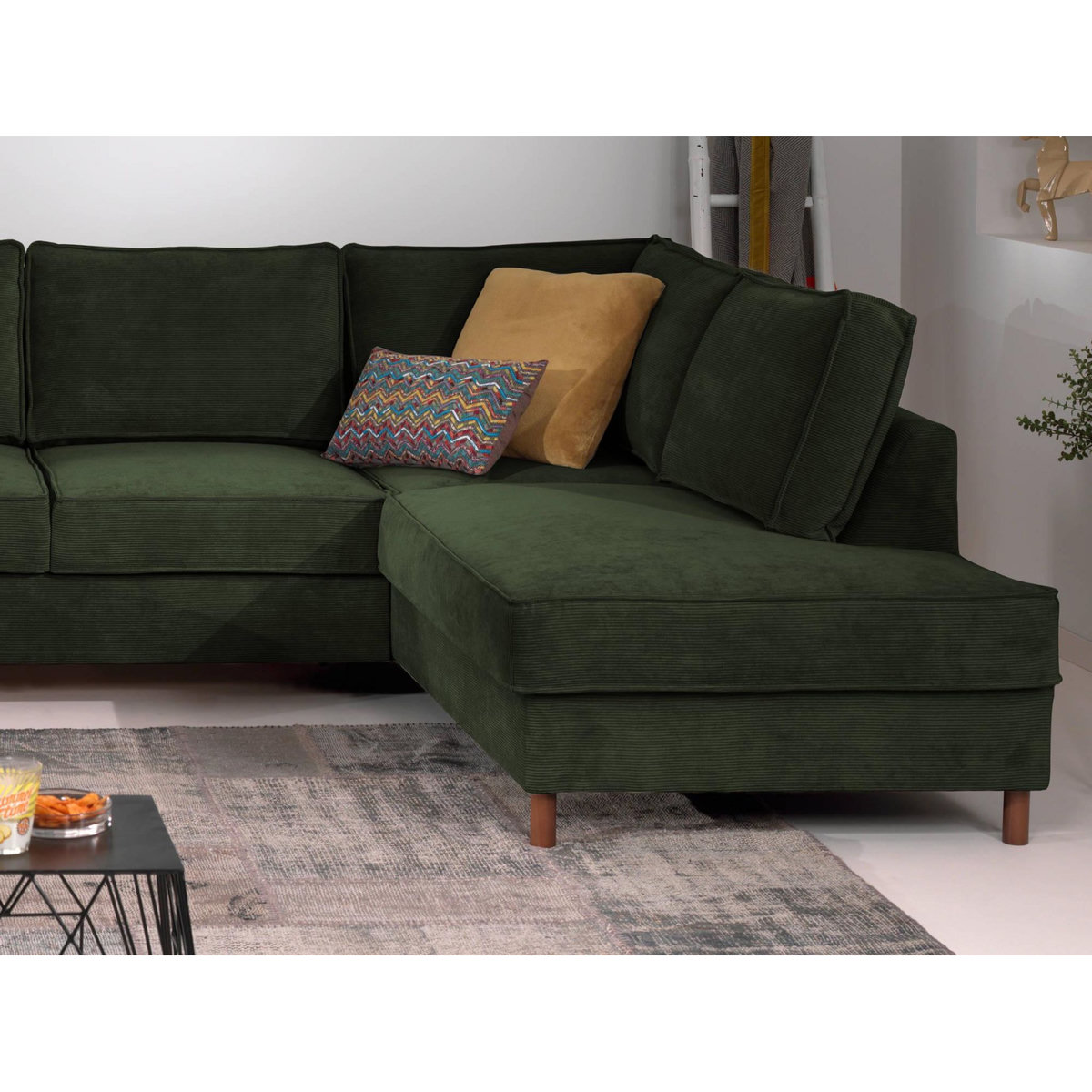 LISA DESIGN Jake - canapé panoramique d'angle droit - convertible avec coffre - 7 places - en velours côtelé