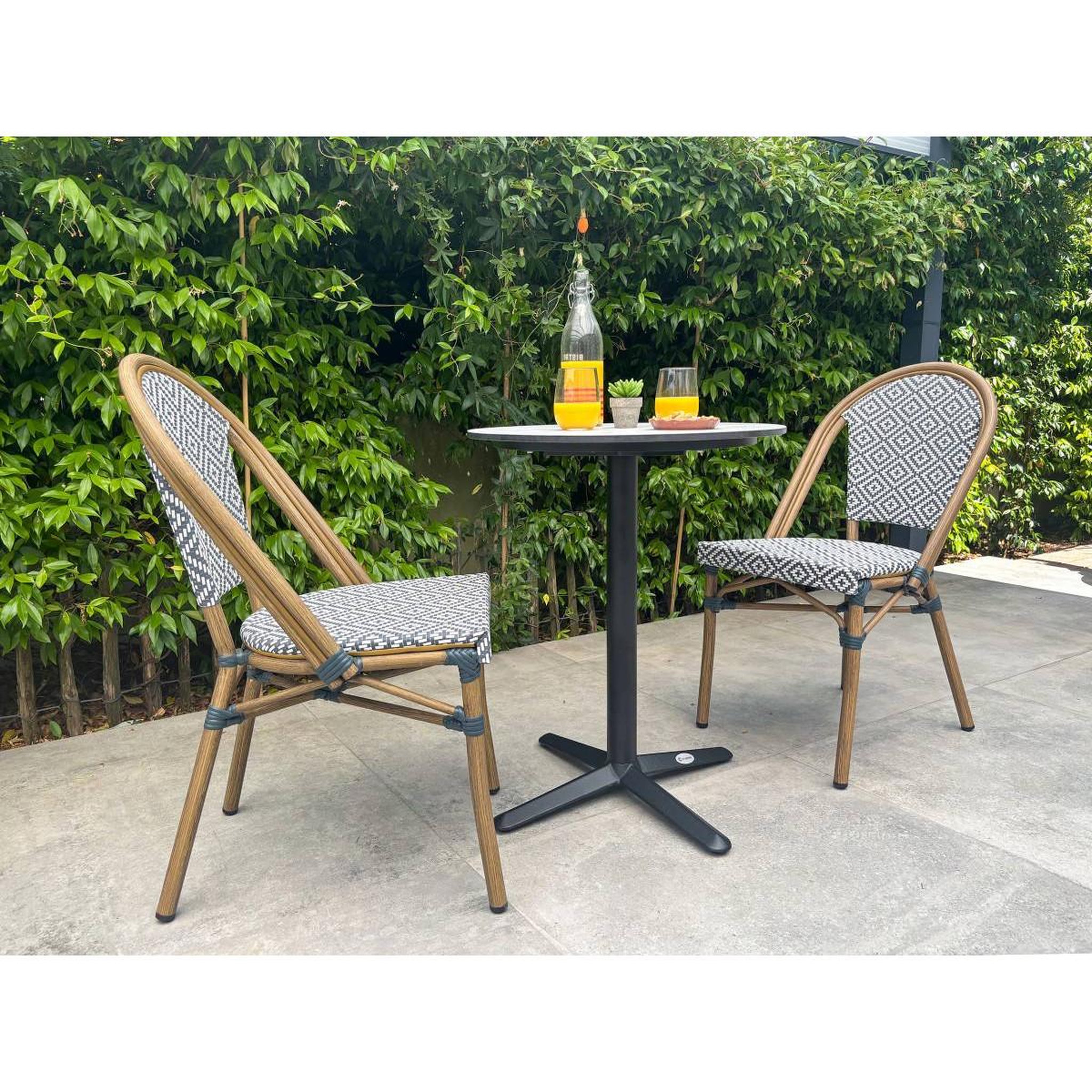 Voir la diapositive 5 : Paris Prix Ensemble table de jardin & 2 chaises  bistro  60cm bleu