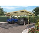 Forest Style Carport toit plat - Bois traité autoclave - 2 voitures - 30,9 m² - VICTOR DESIGN
