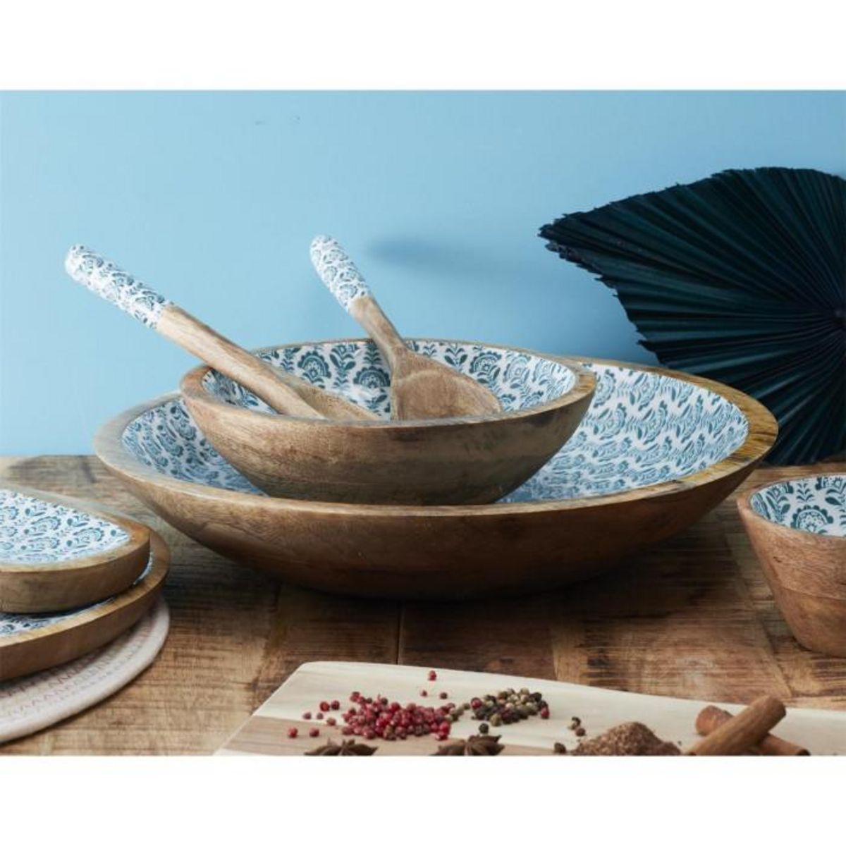 Paris Prix Couverts à Salade en Bois  Jaipur  22cm Bleu