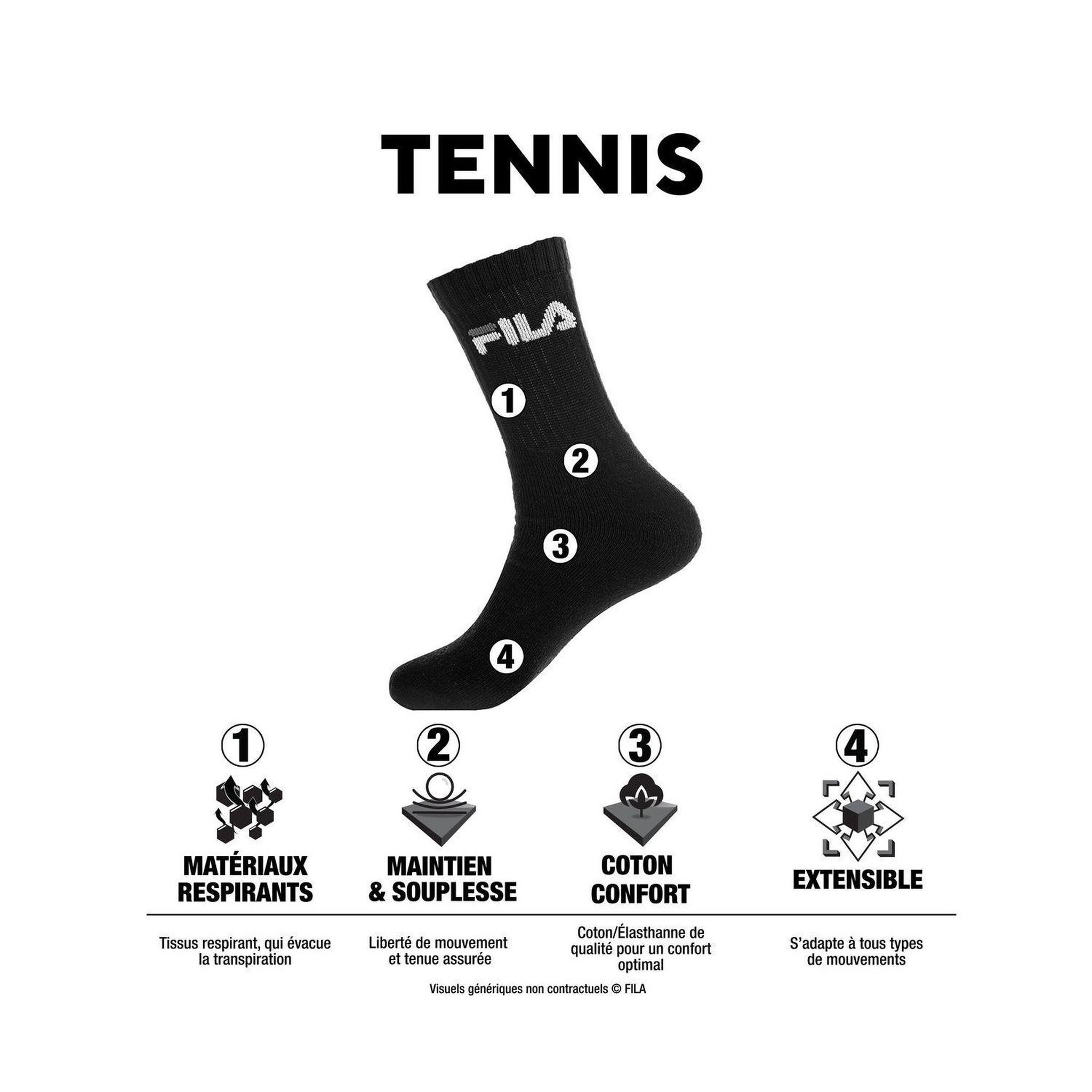 Voir la diapositive 2 : FILA Lot de 6 paires de tennis homme f9581 noir
