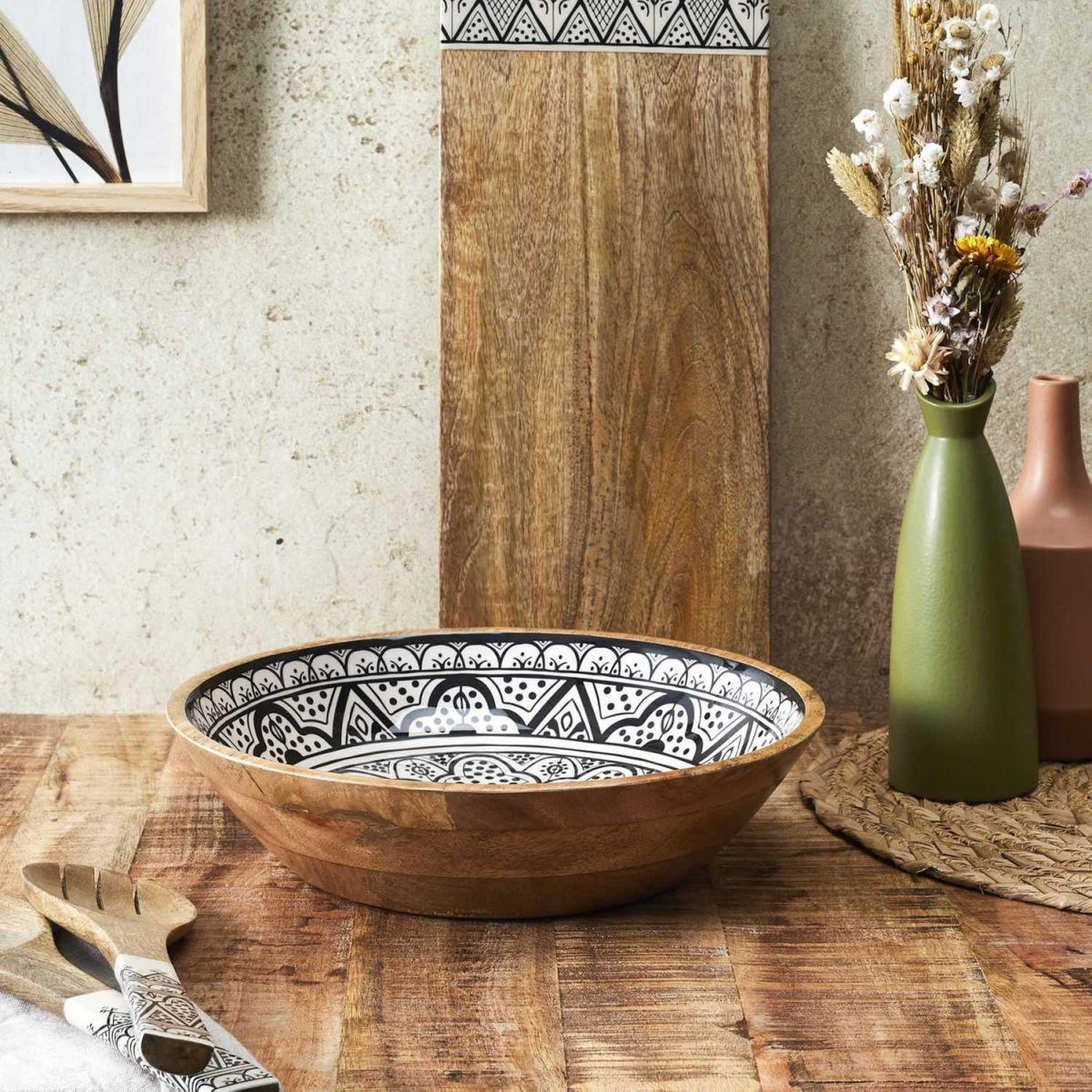 Voir la diapositive 3 : The Home Deco Factory Saladier en bois  dune  33cm noir